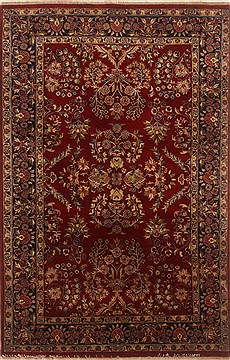 Sarouk Red Hand Knotted 4'0" X 6'2"  Area Rug 250-19932