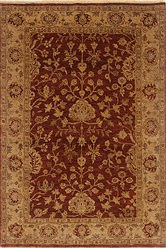 Indian Agra Brown Rectangle 4x6 ft Wool Carpet 19933