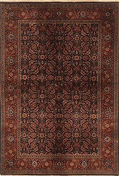 Indian Herati Black Rectangle 4x6 ft Wool Carpet 19946