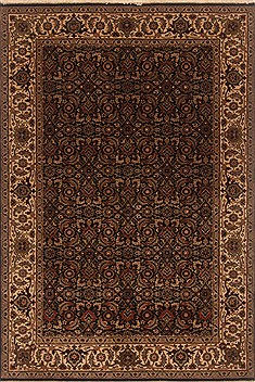 Indian Herati Black Rectangle 4x6 ft Wool Carpet 19947