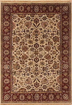 Indian Kashan Beige Rectangle 4x6 ft Wool Carpet 19949