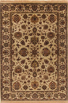 Indian Kashan Beige Rectangle 4x6 ft Wool Carpet 19950