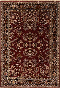 Indian Kashan Red Rectangle 4x6 ft Wool Carpet 19951