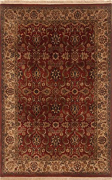 Indian Kashan Brown Rectangle 4x6 ft Wool Carpet 19956