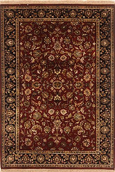 Indian Kashan Red Rectangle 4x6 ft Wool Carpet 19960
