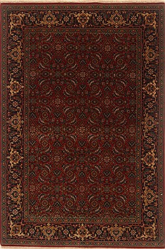 Indian Herati Red Rectangle 4x6 ft Wool Carpet 19966