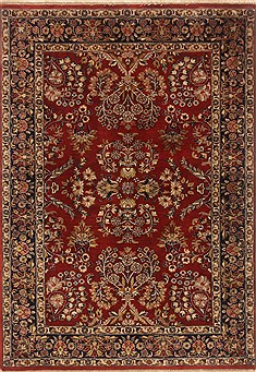 Indian sarouk Red Rectangle 4x6 ft Wool Carpet 19967