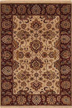 Indian Kashan Beige Rectangle 4x6 ft Wool Carpet 19976