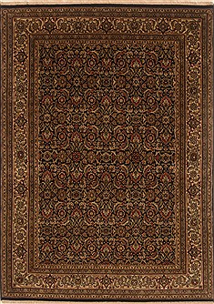 Indian Herati Black Rectangle 4x6 ft Wool Carpet 19977