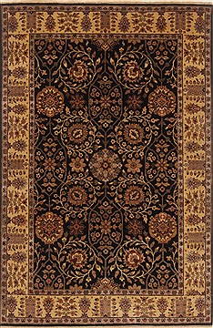 Indian Tabriz Black Rectangle 4x6 ft Wool Carpet 19979