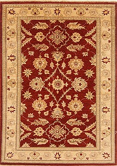 Pakistani Pishavar Red Rectangle 4x6 ft Wool Carpet 19989