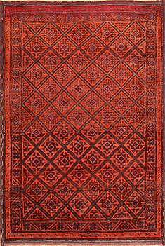 Persian Baluch Orange Rectangle 5x7 ft Wool Carpet 19996