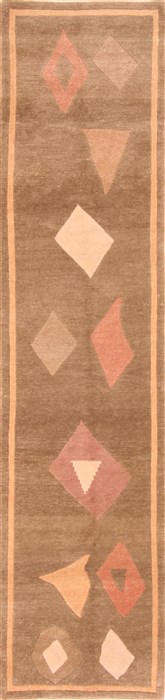 Indo-Nepal Beige Runner Hand Knotted 26 X 109  Area Rug 253-19998 Image 0