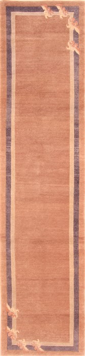 Indo-Nepal Beige Runner Hand Knotted 27 X 109  Area Rug 253-19999 Image 0