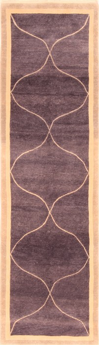 Indo-Nepal Blue Runner Hand Knotted 26 X 89  Area Rug 253-20001 Image 0