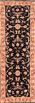 Tabriz Black Runner Hand Knotted 2'10" X 8'0"  Area Rug 100-20007