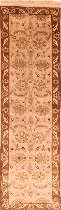 Indo-Persian Beige Runner Hand Knotted 24 X 75  Area Rug 100-20013 Image 0