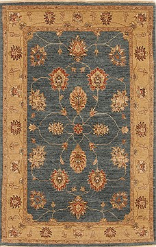 Indian Chobi Blue Rectangle 4x6 ft Wool Carpet 20031