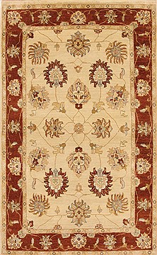 Indian Chobi Beige Rectangle 4x6 ft Wool Carpet 20035
