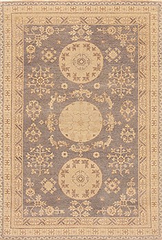 Indian Chobi Grey Rectangle 4x6 ft Wool Carpet 20038