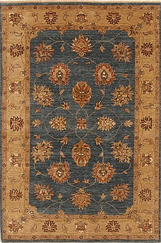 Indian Chobi Blue Rectangle 4x6 ft Wool Carpet 20039