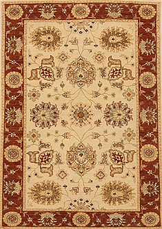 Chobi Beige Hand Knotted 4'1" X 5'10"  Area Rug 250-20046