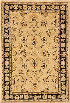 Pakistani Chobi Beige Rectangle 4x6 ft Wool Carpet 20093