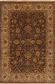 Indian Kashan Brown Rectangle 5x7 ft Wool Carpet 20099