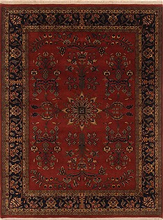 Indian sarouk Red Rectangle 5x7 ft Wool Carpet 20104