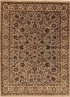 Indian Kashan Grey Rectangle 5x7 ft Wool Carpet 20108