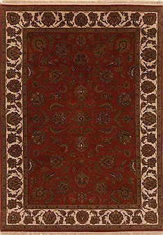Indian Kashan Red Rectangle 5x7 ft Wool Carpet 20111