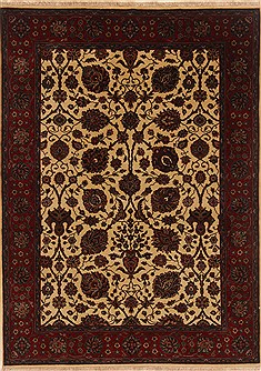 Indian Kashmar Beige Rectangle 5x7 ft Wool Carpet 20116