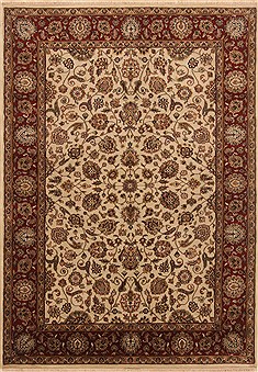 Indian Kashan Beige Rectangle 5x7 ft Wool Carpet 20119