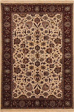 Kashan Beige Hand Knotted 4'0" X 5'11"  Area Rug 250-20128