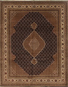 Indian Tabriz Black Rectangle 8x10 ft Wool Carpet 20131