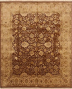 Indian Kashan Brown Rectangle 8x10 ft Wool Carpet 20144