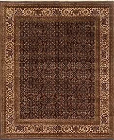 Indian Herati Black Rectangle 8x10 ft Wool Carpet 20156