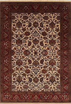 Indian Kashmar Beige Rectangle 6x9 ft Wool Carpet 20170
