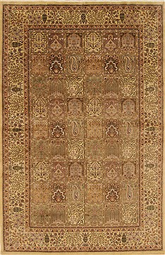 Pakistani Tabriz Green Rectangle 6x9 ft Wool Carpet 20173