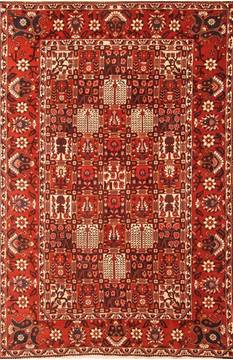 Bakhtiar Red Hand Knotted 6'9" X 10'2"  Area Rug 100-20183