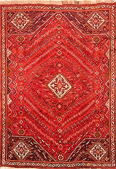 Persian Qashqai Red Rectangle 7x10 ft Wool Carpet 20185