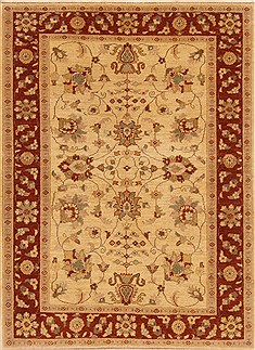 Pakistani Pishavar Beige Rectangle 4x6 ft Wool Carpet 20258
