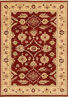 Pakistani Pishavar Red Rectangle 4x6 ft Wool Carpet 20261