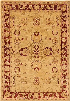Pakistani Pishavar Beige Rectangle 4x6 ft Wool Carpet 20264