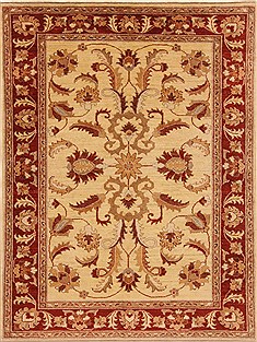 Pakistani Pishavar Beige Rectangle 4x6 ft Wool Carpet 20267