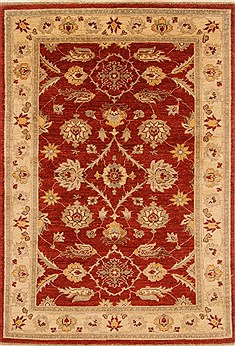 Pakistani Pishavar Red Rectangle 4x6 ft Wool Carpet 20269