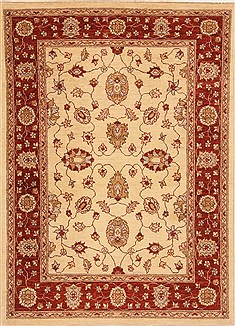 Pakistani Pishavar Beige Rectangle 4x6 ft Wool Carpet 20275