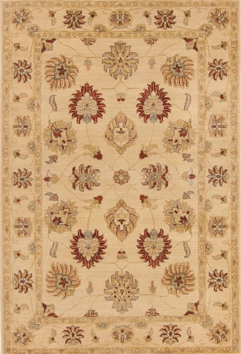 Indian Ziegler Beige Rectangle 4x6 ft Wool Carpet 20295 | SKU 20295