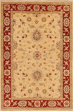 Pakistani Chobi Beige Rectangle 4x6 ft Wool Carpet 20311