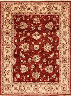 Ziegler Red Hand Knotted 4'1" X 5'7"  Area Rug 250-20316